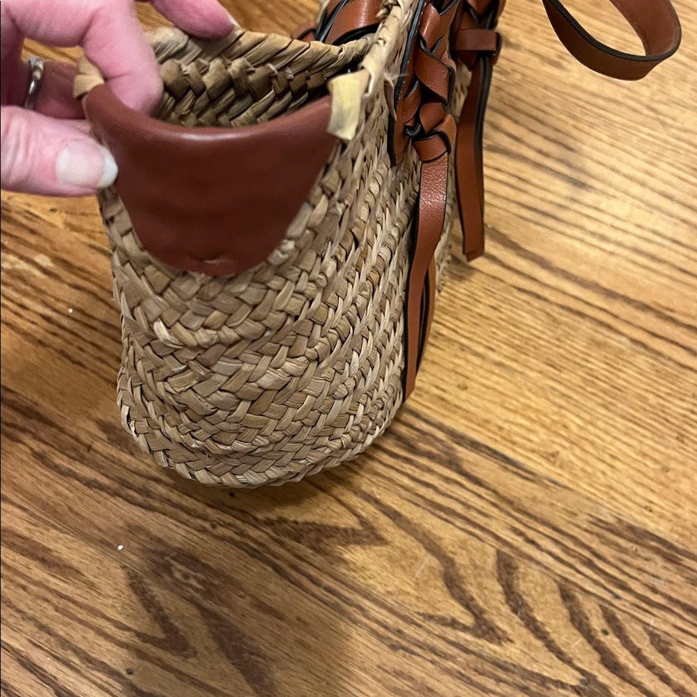 Ulla Johnson Natural Straw Tote with Tan Leather Handles - Picture 14 of 15
